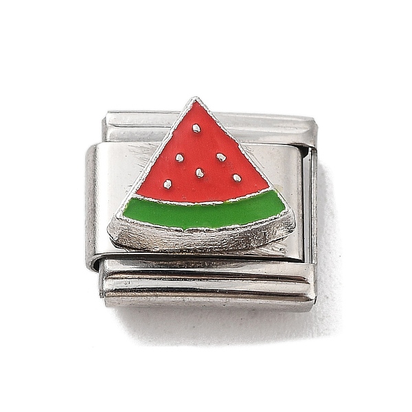 

PandaHall Watermelon 304 Stainless Steel Enamel Connector Charms, DIY Handmade Module Bracelet Accessories, Stainless Steel Color, Red...