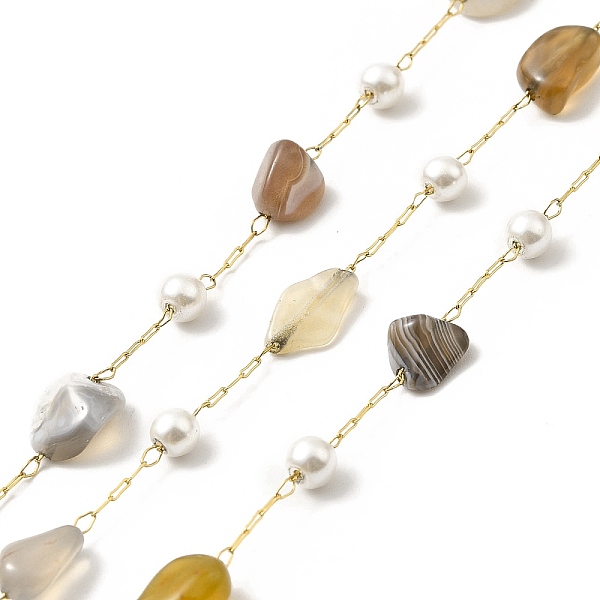 

PandaHall Ion Plating(IP) 316 Surgical Stainless Steel Paperclip Chains, with Natural Botswana Agate Nuggets Beads and Glass Beads, Soldered...
