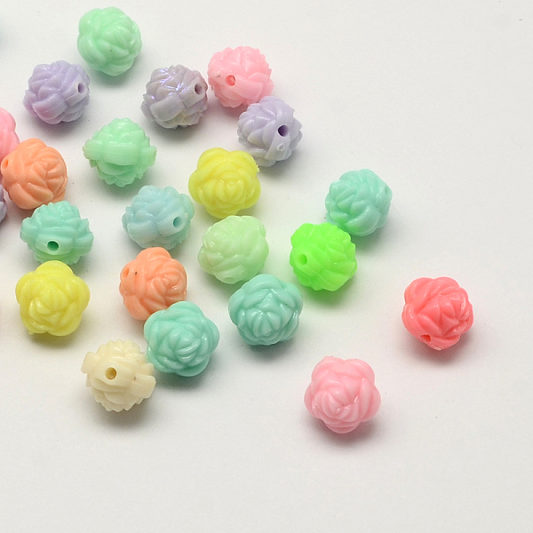 

PandaHall Opaque Acrylic Flower Beads, Rose, Mixed Color, 12x12mm, Hole: 2mm, about 680pcs/500g Acrylic Flower Multicolor