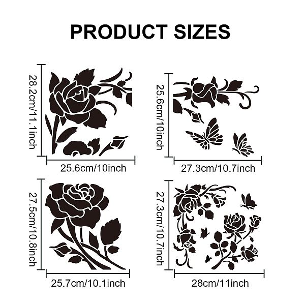 MAYJOYDIY US 1 Set Rose PET Hollow Out Drawing Painting Stencils