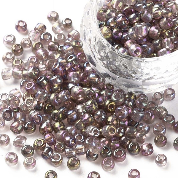 

PandaHall (Repacking Service Available) Round Glass Seed Beads, Transparent Colours Rainbow, Round, Misty Rose, 6/0, 4mm, about 12g/bag...
