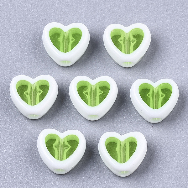 

PandaHall Transparent Acrylic Beads, Edge Opaque, Heart, Lime Green, 7.5x8.5x4mm, Hole: 1.8mm Acrylic Heart