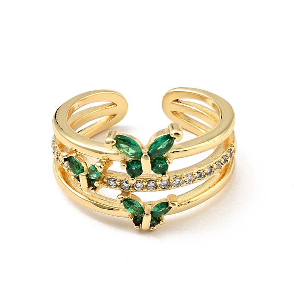 

PandaHall Cubic Zirconia Butterfly Open Cuff Ring, Real 18K Gold Plated Brass Jewelry for Women, Cadmium Free & Lead Free, Green, US Size 6...