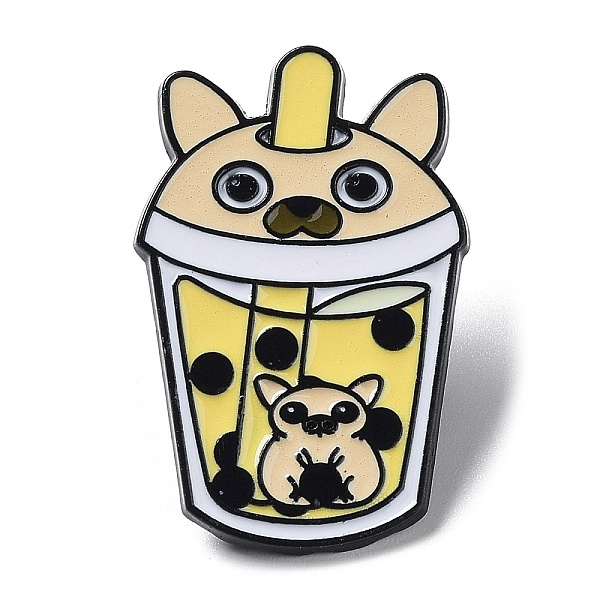 Cartoon Animal Boba Tea Cup Enamel Pin