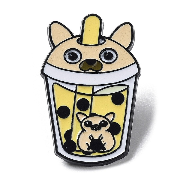 

PandaHall Cartoon Animal Boba Tea Cup Enamel Pin, Electrophoresis Black Alloy Brooch for Clothes Backpack, Dog, 31x20x1.5mm Alloy+Enamel Dog