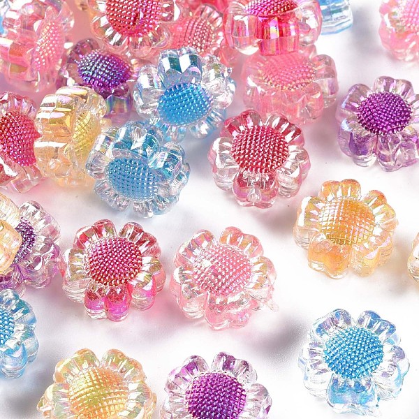 

PandaHall Transparent Acrylic Beads, Bead in Bead, AB Color, Flower, Mixed Color, 5/8 inch(16mm), Hole: 2mm, about 413pcs/500g Acrylic..., Multicolor