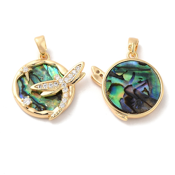 

PandaHall Brass Micro Pave Clear Cubic Zirconia Pendants, Dragonfly Charms with Natural Paua Shell, Real 18K Gold Plated, 19.5x19x4mm, Hole...
