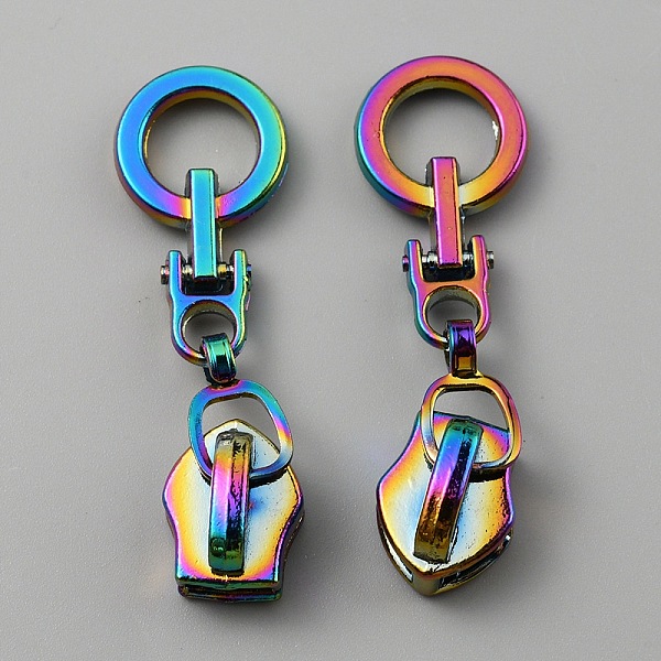 

PandaHall Zinc Alloy Replacement Zipper Sliders, for Luggage Suitcase Backpack Jacket Bags Coat, Rainbow Color, 4.5cm, Hole: 8.5x6mm Alloy