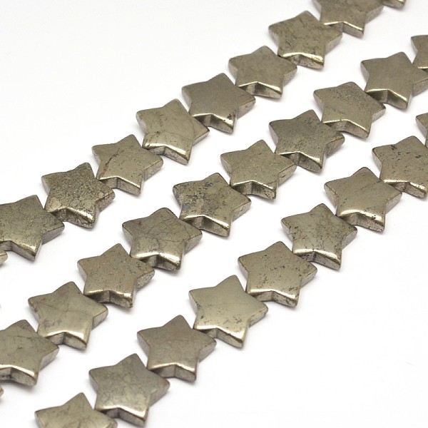 

PandaHall Star Natural Pyrite Beads Strands, 12x12x4~5mm, Hole: 1mm, about 38pcs/strand, 15.7 inch Pyrite Star Yellow