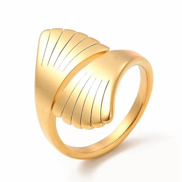 

PandaHall Ion Plating(IP) 304 Stainless Steel Finger Rings for Women Men, Leaf Wide Band Rings, Real 18K Gold Plated, US Size 7 1/4(17.5mm)...