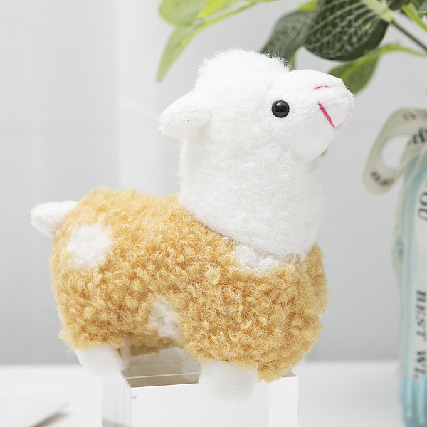 

PandaHall Cute Plush PP Cotton Alpaca Doll Pendant Decorations, Alloy Keychain, Goldenrod, 11x5.5cm Cotton Alpaca Gold