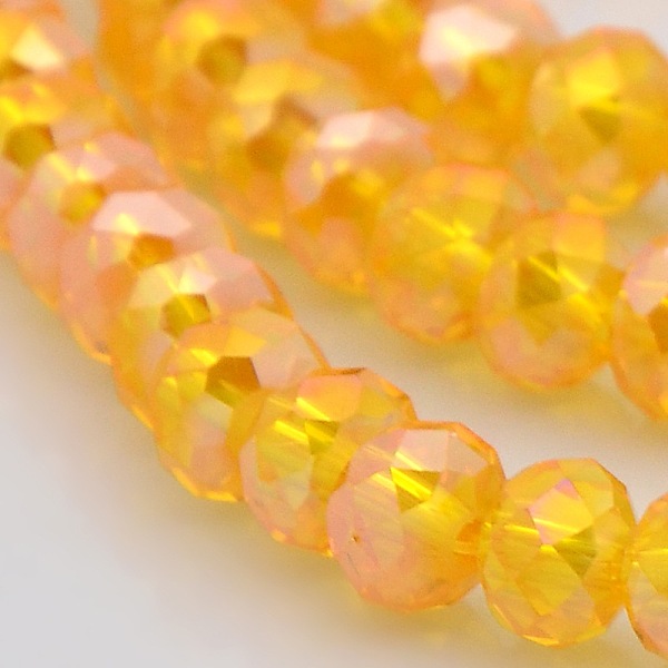 

PandaHall AB Color Plated Faceted Rondelle Electroplate Glass Beads Strands, Orange, 6x4mm, Hole: 1mm, about 85pcs/strand, 16 inch Glass...