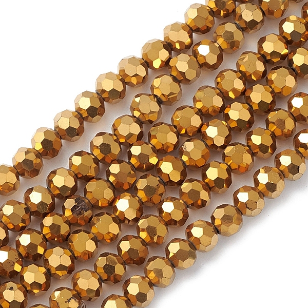 

PandaHall Electroplate Glass Beads Strands, Faceted, Rondelle, Gold, 5x6mm, Hole: 1.2mm, about 95pcs/strand, 20.87''(53cm) Glass Rondelle...