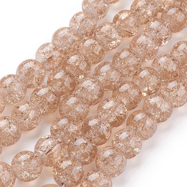 

PandaHall Spray Painted Crackle Glass Beads Strands, Round, BurlyWood, 10mm, Hole: 1.3~1.6mm, about 80pcs/strand, 31.4 inch Glass Round..., Orange