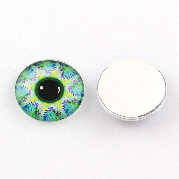 

PandaHall Half Round/Dome Kaleidoscope Photo Glass Flatback Cabochons for DIY Projects, Mixed Color, 25x6mm Glass Half Round Multicolor