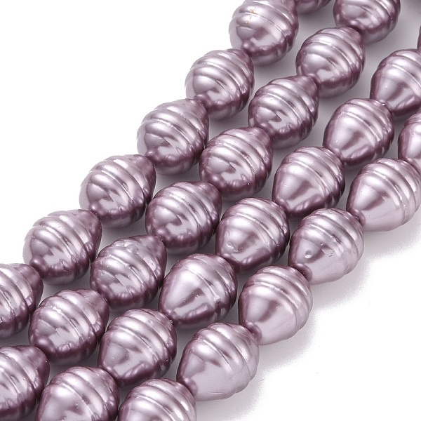 PandaHall Electroplate Shell Pearl Beads Strands, Potato, Purple, 15~16.5x12~12.5mm, Hole: 0.8mm, about 26pcs/strand, 15.7 inch~16.1 inch...