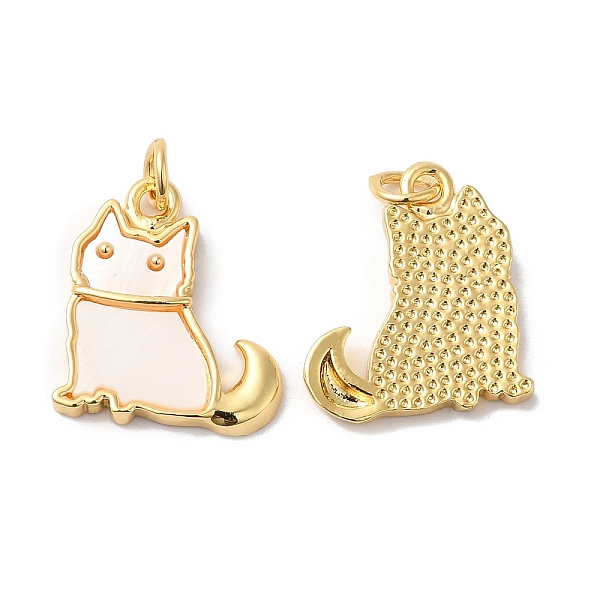

PandaHall Rack Plating Brass Pendants, Cat Shape Charms, with Natural Shell, Long-Lasting Plated, Cadmium Free & Lead Free, Real 18K Gold..., White