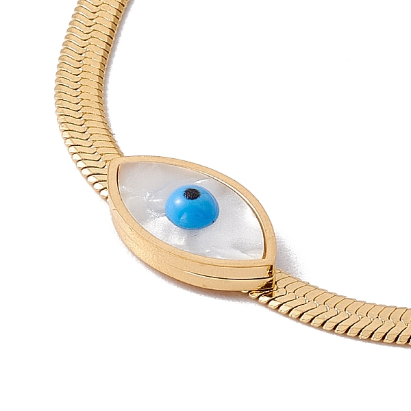 

PandaHall Acrylic Horse Eye Link Bracelet with 316 Stainless Steel Herringbone Chains for Women, Golden, 6-3/8 inch(16.2cm) Acrylic White