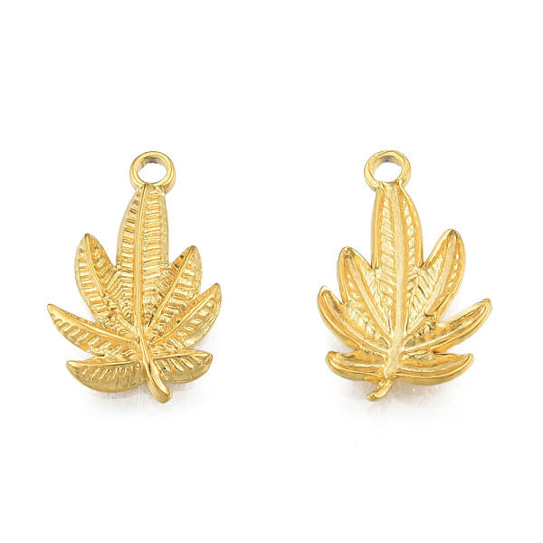 

PandaHall Ion Plating(IP) 304 Stainless Steel Pendants, Leaf, Real 18K Gold Plated, 22x14x2mm, Hole: 1.8mm 304 Stainless Steel Leaf