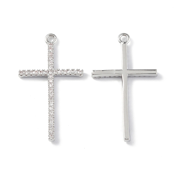 

PandaHall Brass Micro Pave Clear Cubic Zirconia Pendants, Cross Charms, Platinum, 28.5x16x2mm, Hole: 1.4mm Brass+Cubic Zirconia Cross Clear