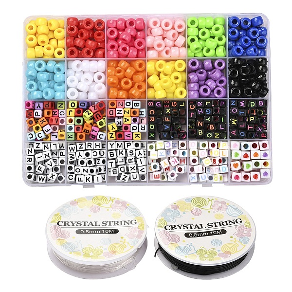 

PandaHall DIY Jewelry Making Kits, 1020Pcs Geometry Plastic & Acrylic Beads, Elastic Crystal Thread, Mixed Color, Beads: 738~750pcs/box..., Multicolor