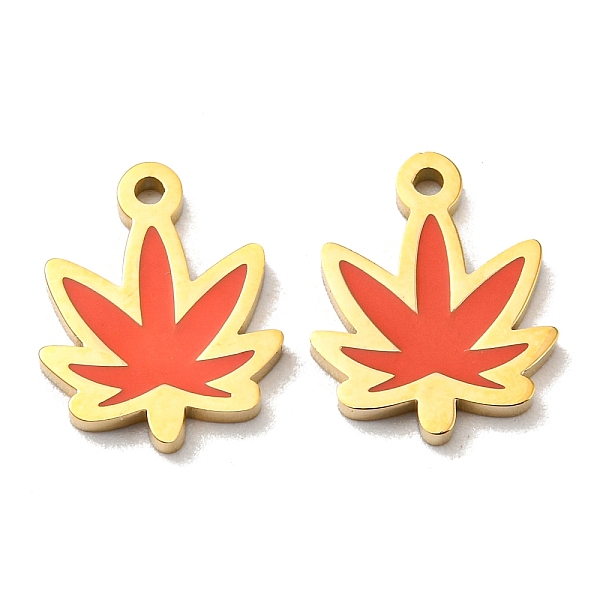 

PandaHall 304 Stainless Steel Charms, with Enamel, Maple Leaf Charms, Real 14K Gold Plated, 13x10x1mm, Hole: 1.2mm Stainless Steel+Enamel..., Red