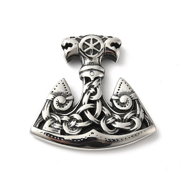 

PandaHall 304 Stainless Steel Manual Polishing Pendants, Thor's Hammer, Antique Silver, 35x37x5mm, Hole: 4mm 304 Stainless Steel Others