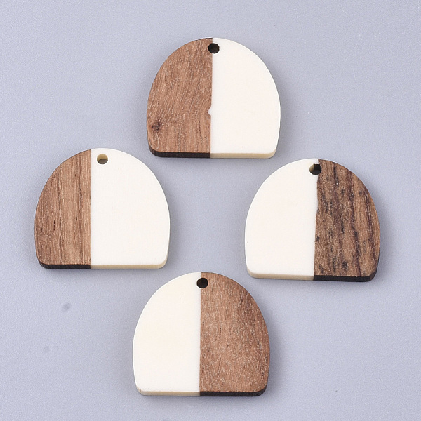 

PandaHall Resin & Walnut Wood Semi Circle Pendants, Half Round, Creamy White, 24x25.5x3mm, Hole: 1.8mm Resin+Wood Half Round