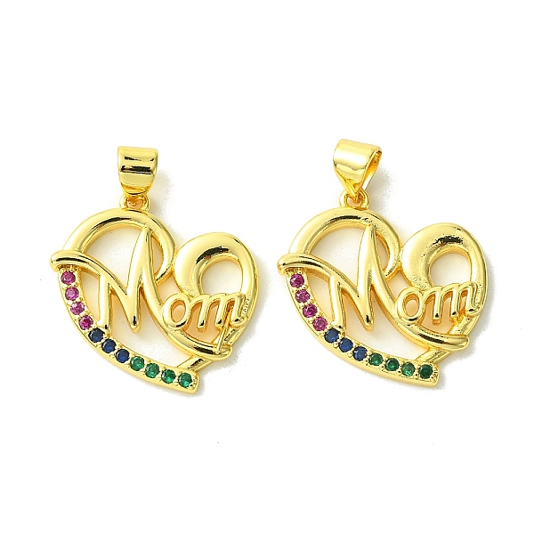 

PandaHall Mother's Day Brass Micro Pave Cubic Zirconia Pendants, Heart with Word Mom, Real 18K Gold Plated, 22x21x3mm, Hole: 5mm Brass+Cubic..., Multicolor