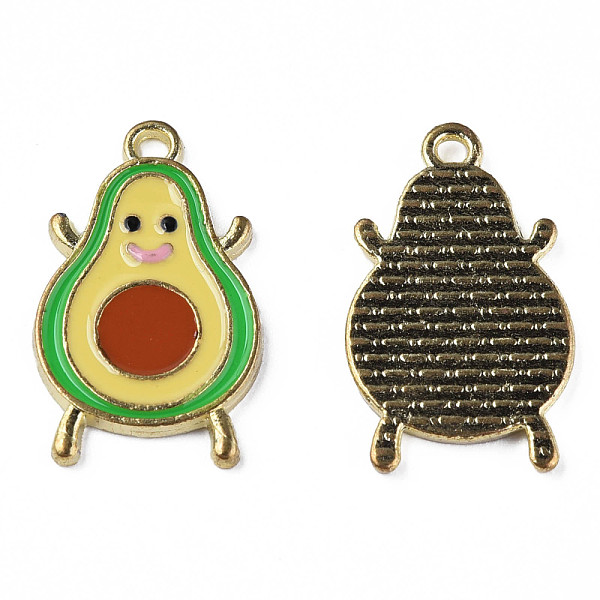 

PandaHall Alloy Enamel Pendants, Cadmium Free & Lead Free, Light Gold, Avocado, Sienna, 22x13x1.5mm, Hole: 1.5mm Alloy+Enamel Fruit Brown