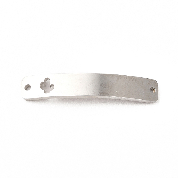 

PandaHall 304 Stainless Steel Connector Charms, Curve Rectangle with Pattern, Stainless Steel Color, Cactus Pattern, 34.5x6x1.5mm, Hole...