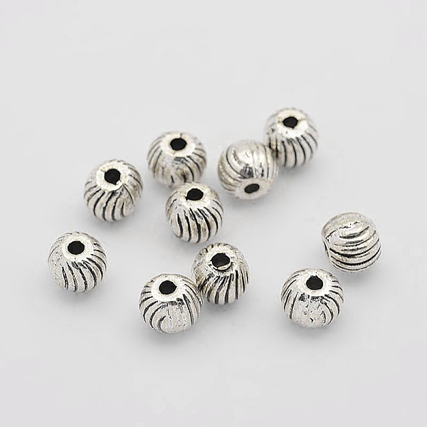 

PandaHall Tibetan Style Alloy Corrugate Round Spacer Beads, Antique Silver, 5mm, Hole: 1mm Alloy Round