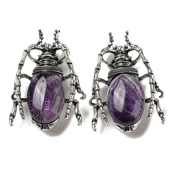 

PandaHall Dual-use Items Alloy Brooch, with Natural Amethyst, Spider, 49.5x35.5x15~16mm, Hole: 4x2.5mm Amethyst Insects