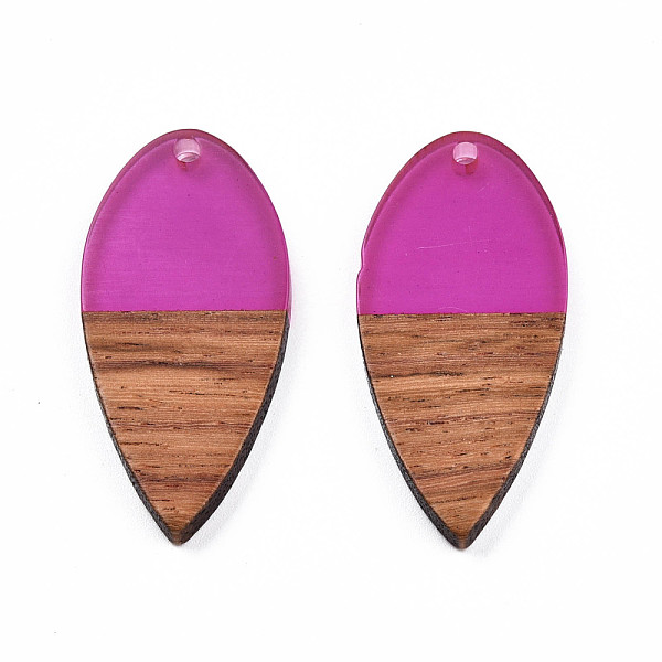 

PandaHall Transparent Resin & Walnut Wood Pendants, Teardrop Shape Charm, Orchid, 38x18x3mm, Hole: 2mm Resin+Wood Teardrop Purple