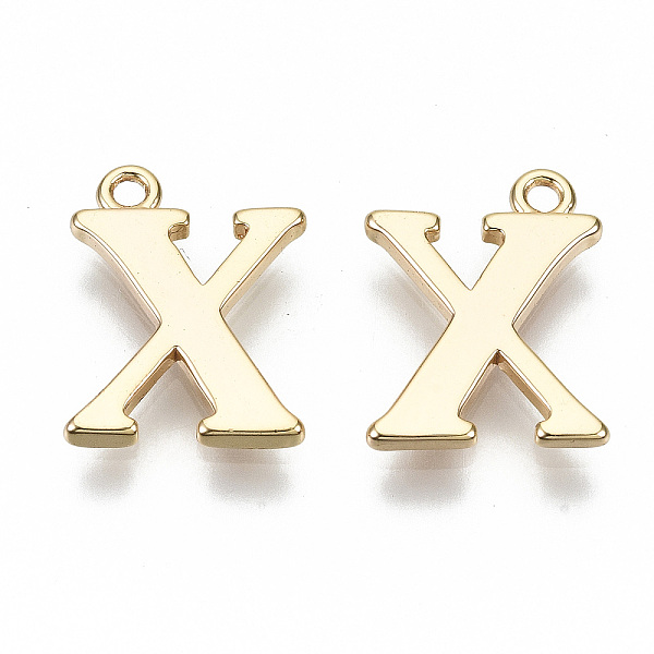 

PandaHall Brass Charms, Nickel Free, Letter, Real 18K Gold Plated, Letter.X, X: 13x10x1.5mm, Hole: 1.2mm Brass Letter X