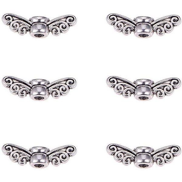 

PandaHall 200pcs Fairy Wing Spacer Beads Tibetan Alloy Angel Wing Charm Beads Spacers for Bracelet Necklace Jewelry Making, Antique Silver...