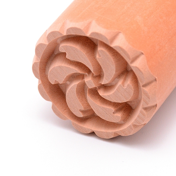 

PandaHall Wooden Stamps, Column, Flower Pattern, 49.5~50x34.5~35mm Wood Orange