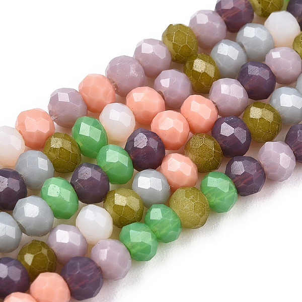 

PandaHall Opaque Glass Beads Strands, Faceted, Rondelle, Olive, 3x2mm, Hole: 0.7mm, about 183~186pcs/Strand, 16.73 inch~16.93 inch..., Green