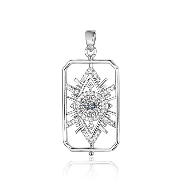 

PandaHall Brass Micro Pave Cubic Zirconia Pendants, Rectangle with Horse Eye Charms, Platinum, 32x17x3mm Brass+Cubic Zirconia Rectangle..., Clear