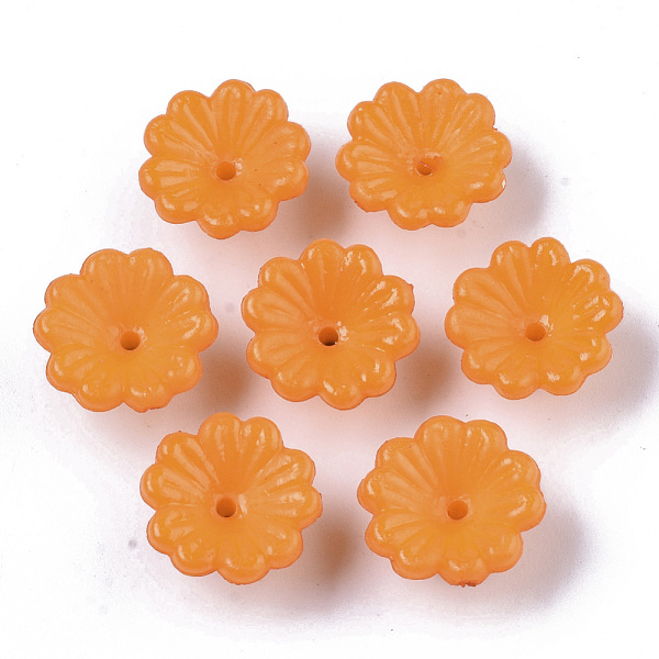 PandaHall Opaque AS Plastic Bead Caps, 5-Petal, Flower, Orange, 13x7.5mm, Hole: 1.2mm, about 1800pcs/500g Plastic Orange
