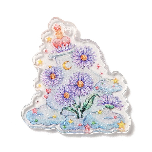 

PandaHall Acrylic Relief Double Side loose Powder Violet Flower Pendants, Purple, 39x35x2mm, Hole: 2mm Acrylic Purple