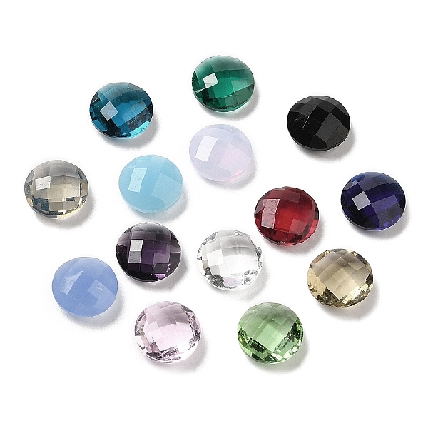 

PandaHall Glass Rhinestone Cabochons, Faceted, Flat Round, Mixed Color, 10x4.5~5mm Glass Rhinestone Flat Round Multicolor