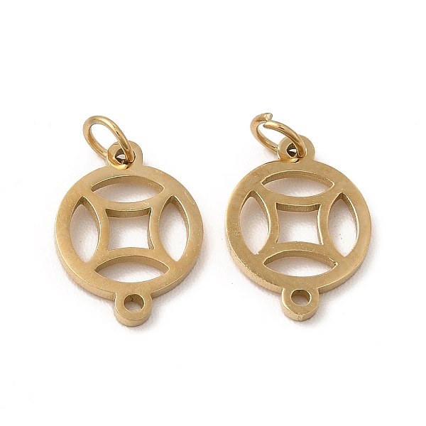 

PandaHall Ion Plating(IP) 304 Stainless Steel Connector Charms, with Jump Ring, Flat Round Chinese Coin Links, Real 14K Gold Plated...