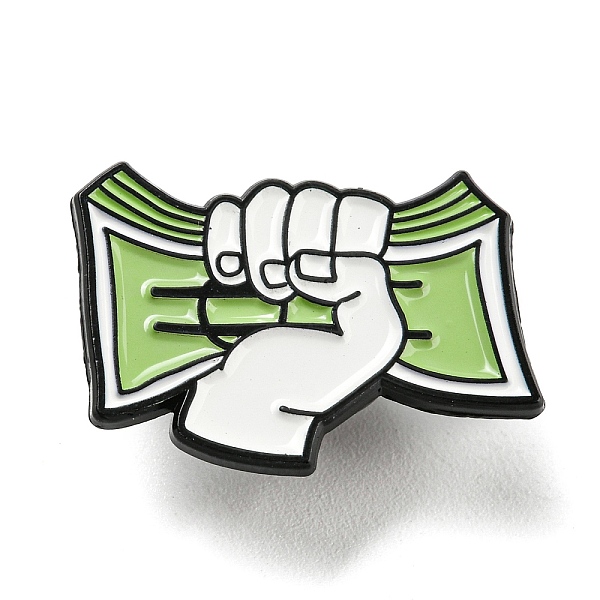 

PandaHall Eye-catching Enamel Pins, Black Alloy Brooch for Backpack Clothing, Fist & Money, Yellow Green, 18x25x1mm Alloy+Enamel Palm