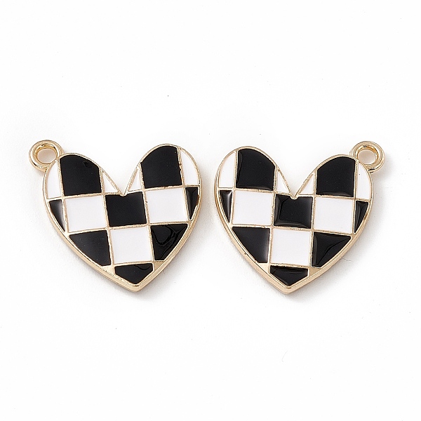 

PandaHall Alloy Enamel Pendants, Golden, Heart with Tartan Pattern Charm, White, 20.5x18x2.5mm, Hole: 1.8mm Alloy+Enamel Heart White