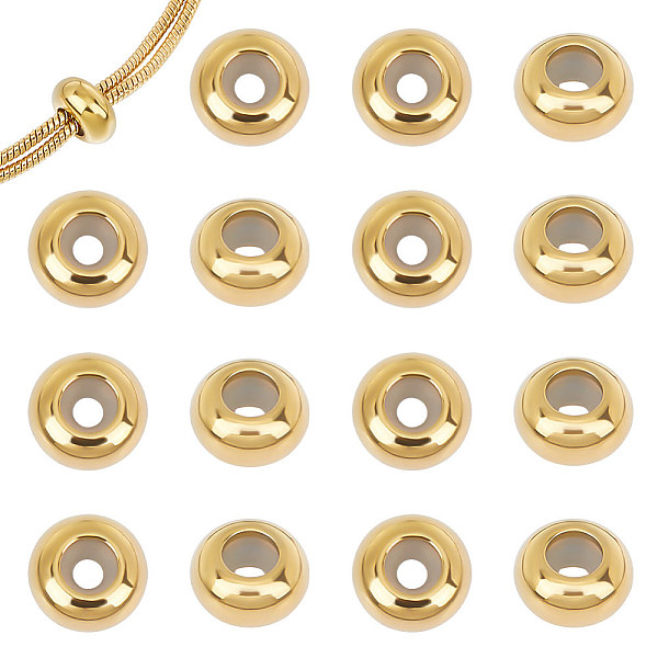 

PandaHall Unicraftale 20Pcs Stainless Steel Beads, with Rubber Inside, Slider Beads, Stopper Beads, Rondelle, Golden, 8x4mm, Hole: 2mm...