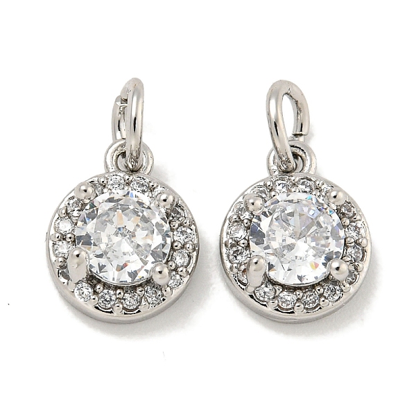 

PandaHall Brass Micro Pave Clear Cubic Zirconia Pendants, Flat Round, with Jump Ring, Platinum, 10x8x4mm, Hole: 3mm Brass+Cubic...
