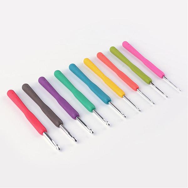 

PandaHall Aluminum Crochet Hooks Needles, with Plastic Handle, Mixed Color, 140x10mm, 9pcs/box Aluminum Multicolor