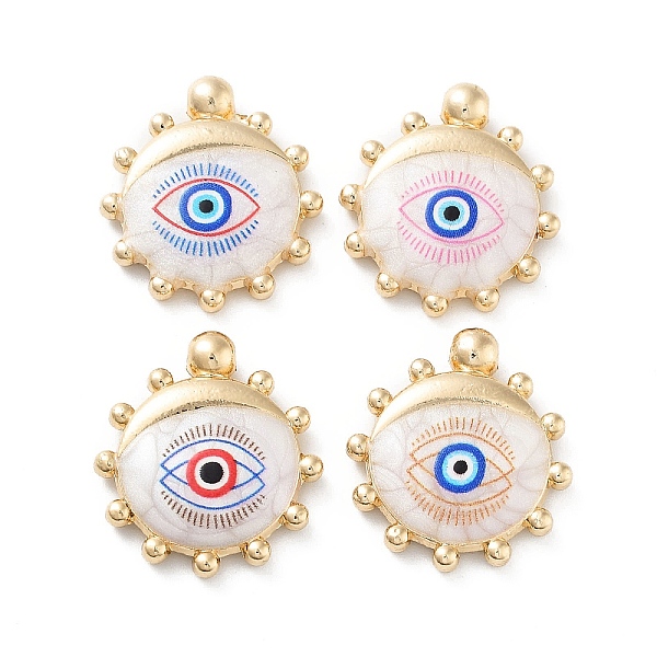 

PandaHall Rack Plating Alloy Enamel Pendants, with Resin, Sun with Evil Eye Charm, Cadmium Free & Nickel Free & Lead Free, Golden, Mixed..., Multicolor