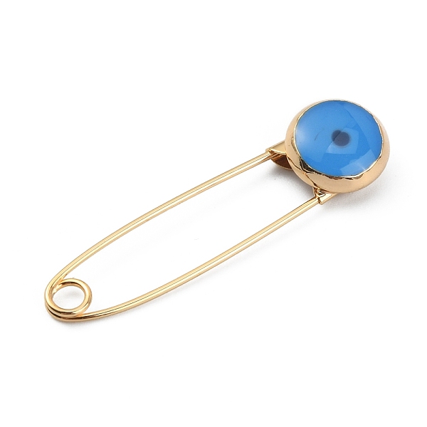 

PandaHall Alloy & Glass Safety Pins, Evil Eye, Dodger Blue, 37.5x10x5.5mm Alloy